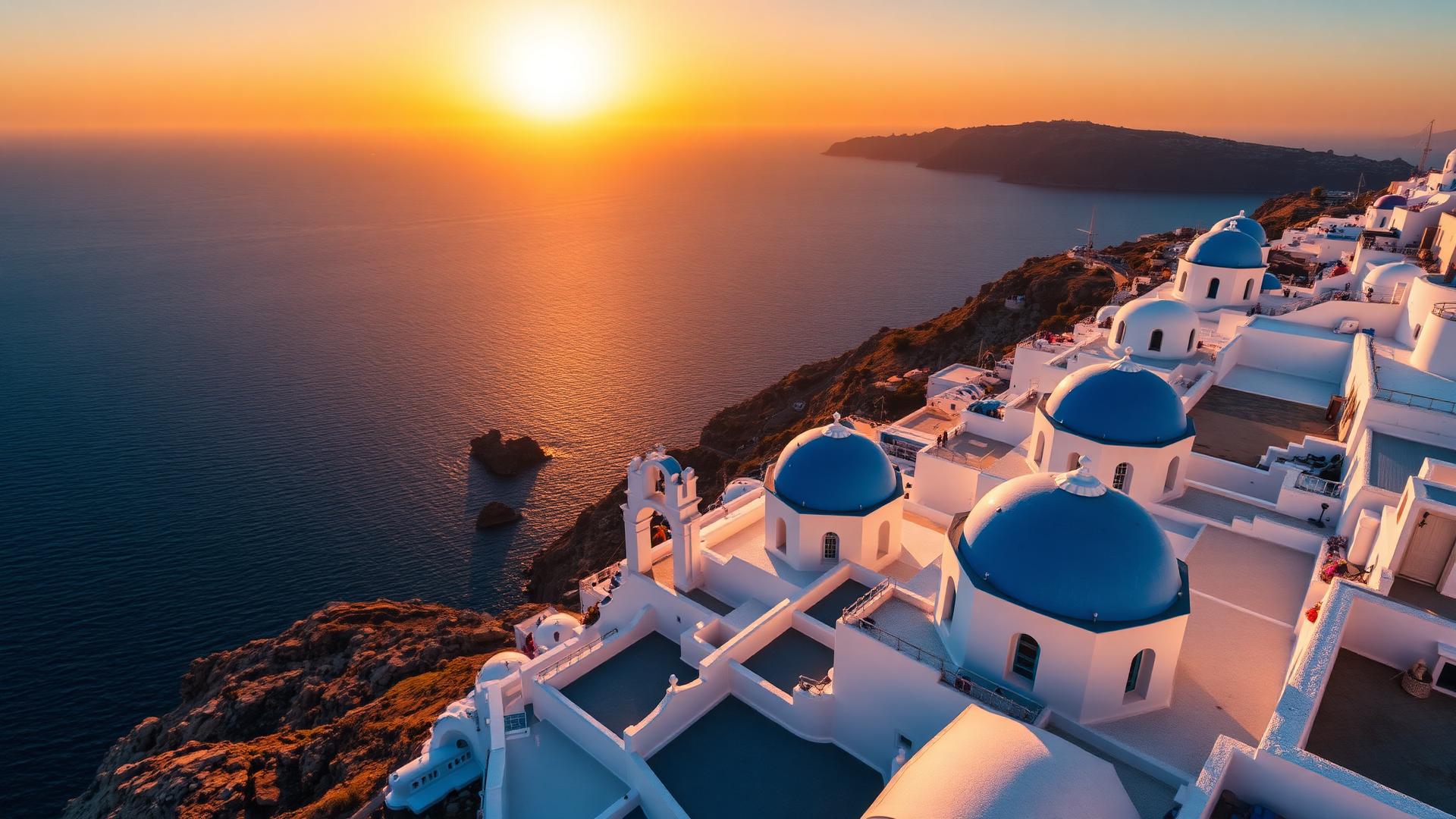 Sunset over Santorini, Greece